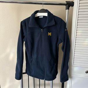 Columbia University of Michigan Navy Full Zip Flanker Fleece Jacket